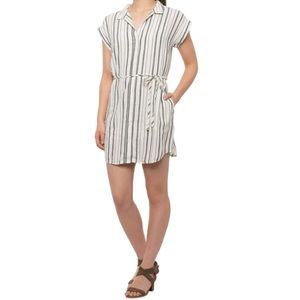 NWT Cloth & Stone Contemporary Button Down Shirt Dress w/ Belt Tie Stripes